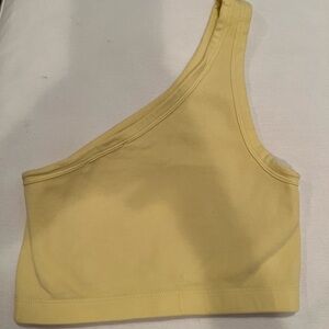 Zara Lemon One-Shoulder Crop Top